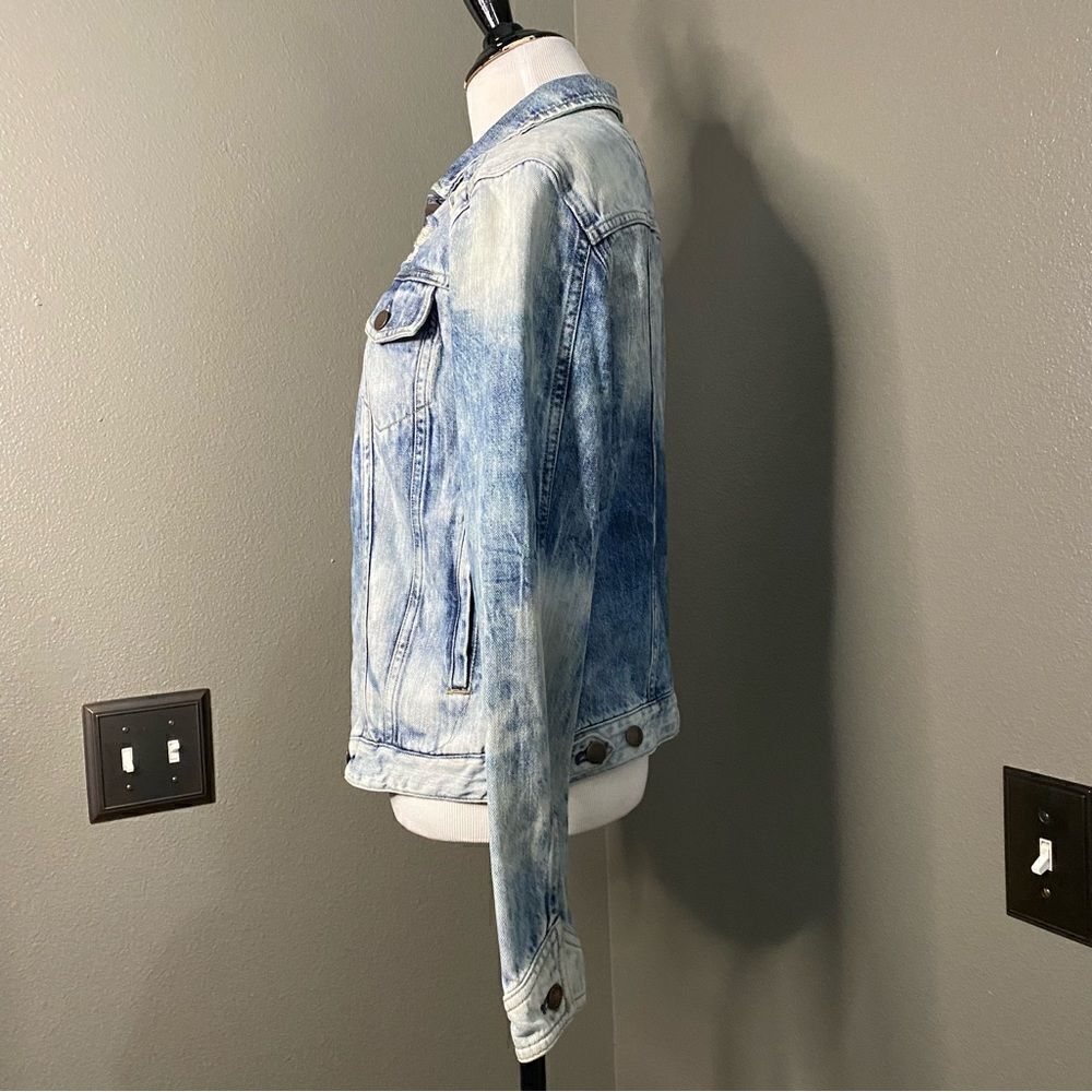 Express Jeans Distressed Denim Jacket Bleached - Picture 10 of 13